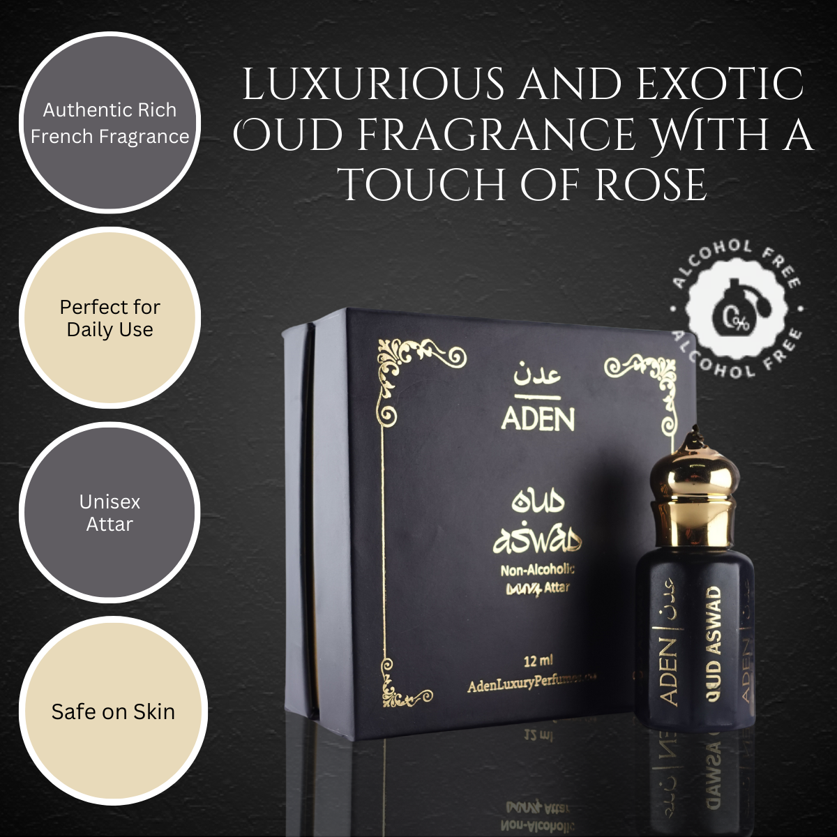 Oud Aswad Luxury Attar Perfume - 12ml