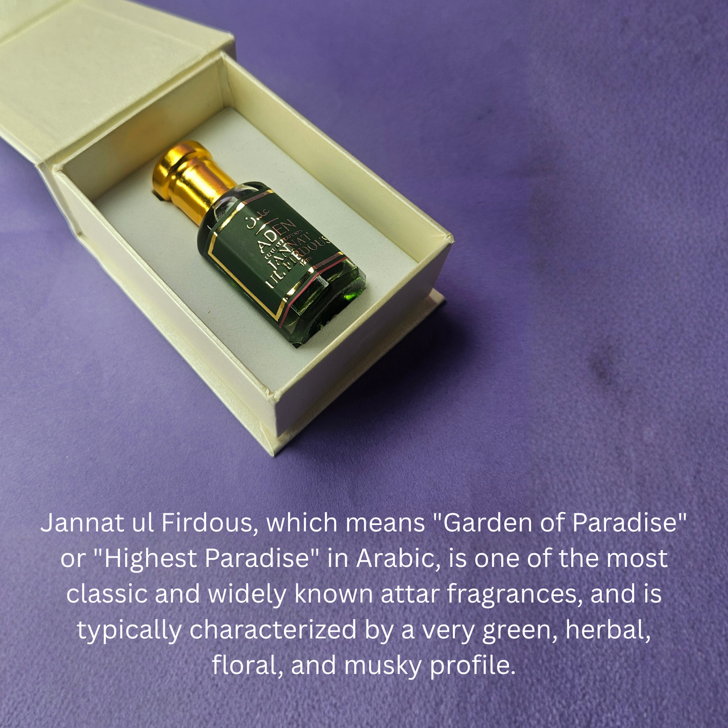 Jannat ul Firdous | Green Herbal Musky Attar Fragrance | 12ml