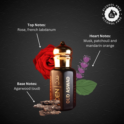 Oud Aswad | Woody Floral Musk Oud Attar Fragrance | 12ml