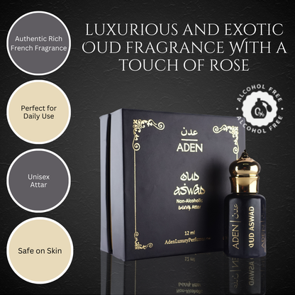 Oud Aswad | Woody Floral Musk Oud Attar Fragrance | 12ml
