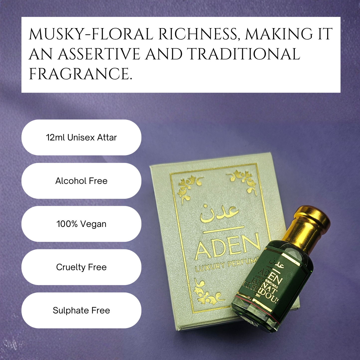 Jannat ul Firdous | Green Herbal Musky Attar Fragrance | 12ml