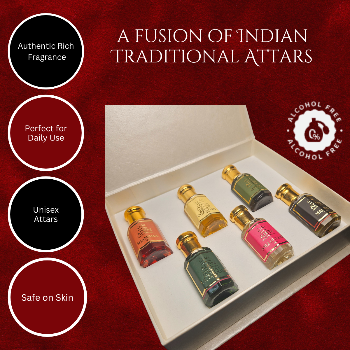6 x 12ml Non Alcoholic Traditional Attar Combo